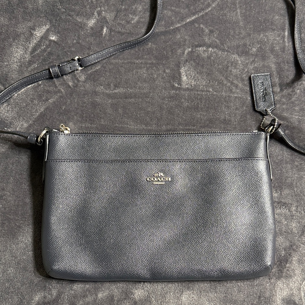 Coach Charcoal Leather Shoulder Bag